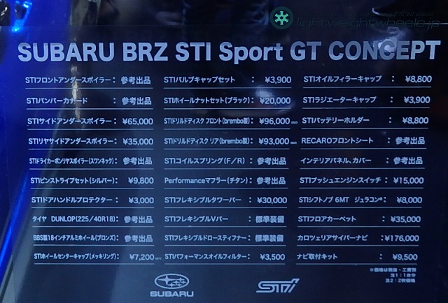 BRZ STI Sport GT CONCEPT パネル